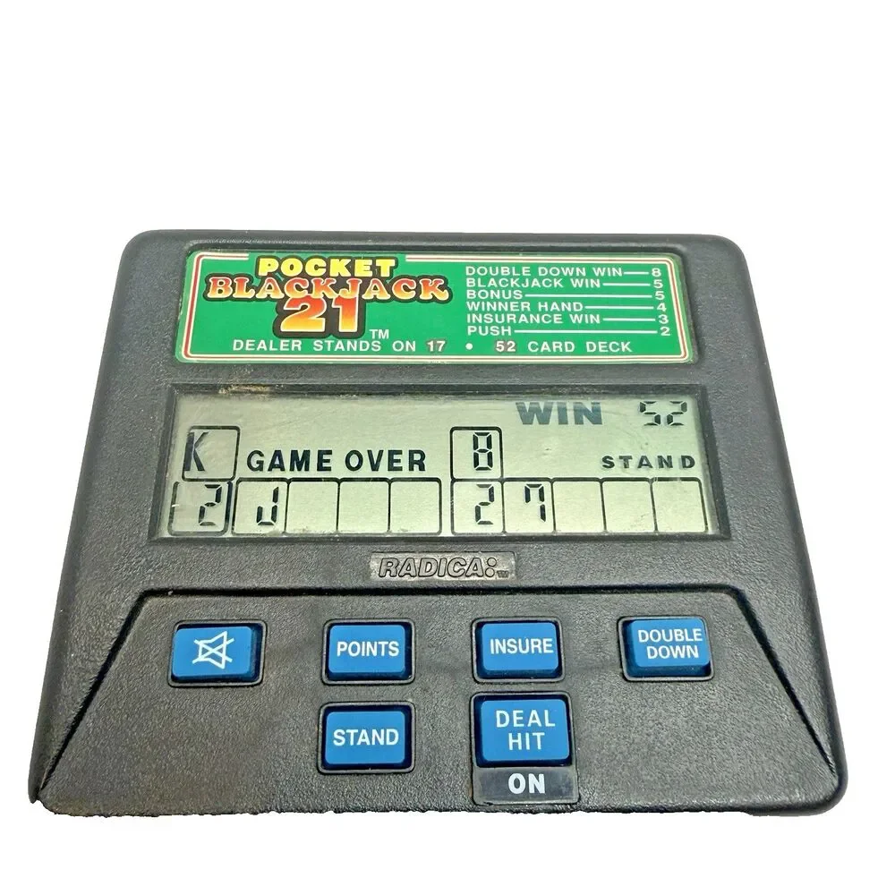 Vintage RADICA Blackjack 21 Pocket Handheld Electronic Game 1350 EUC